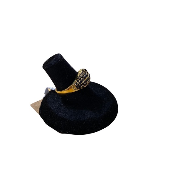 J. Crew Black Pave Kiss Ring Gold Tone - Picture 3 of 4